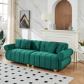 89 Inch Spring Wrapped Cushions, 3 Flannelette Sofas, Stylish Metal Feet And 4 Throw Pillows Make For A Modern Living Room Bedroom Green Velvet 3 Seat