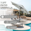 7.5Ft * 7.5Ft Patio Umbrella With Crank And Push Button Tilt, Outdoor Table Market Umbrella With Aluminum Pole Grey Grey Polyester