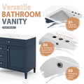 36'' Bathroom Vanity With Medicine Cabinet, Royal Blue Mirror Cabinet, Modern Bathroom Storage Cabinet With 2 Soft Closing Doors And 4 Drawers, Single Sink Bathroom Vanity 4 Blue 2 5 Bathroom Wall Mounted Solid Wood Mdf Resin Painted