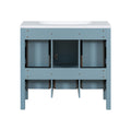 36'' Bathroom Vanity With Resin Sink Combo, Solid Wood Frame Bathroom Storage Cabinet, Freestanding Vanity Set With 5 Drawers& Soft Closing Doors Same As Sw000142Aam Blue Bathroom Solid Wood Mdf Resin