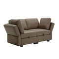 Contemporary Modern Chic Upholstered Fabric Sofa With Storage Seats And Storage Ottomans, 2 Seater Sofa Fabric Couch With Adjustable Arms And Backs For Living Room Brown Brown Polyester 2 Seat