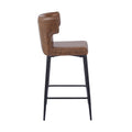 28Inch Counter Height Bar Stools Set Of 2, Modern Bar Upholstered Chairs With Pu Leather, Metal Footrest And Frame For Kitchen Island, Bar Table, Dining Room, Brown Solid Kitchen Solid Back Set Of 2