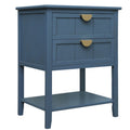 2 Drawer Side Table,American Style, End Table,Suitable For Bedroom, Living Room, Study Blue Mdf