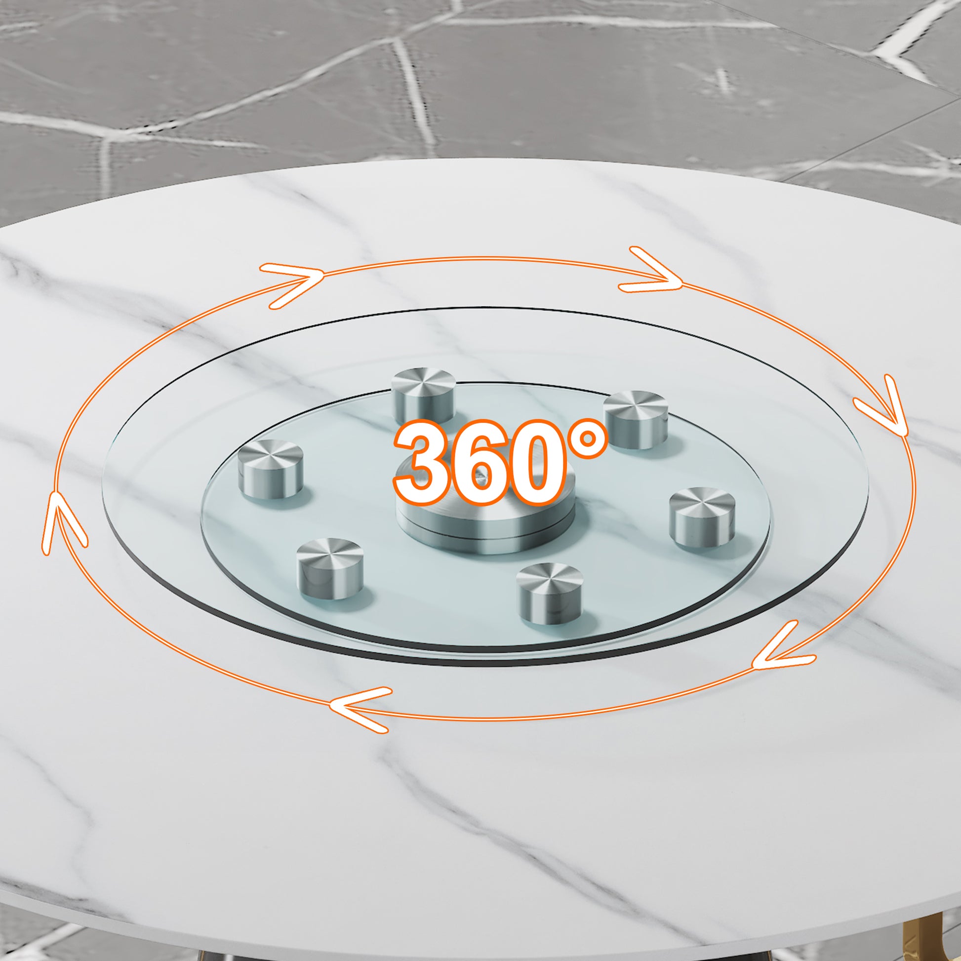 Double Layer Rotatable Round Glass.The Rotatable Design Makes It More Convenient To Retrieve And Place Items.The Upper Glass Has A Diameter Of 20 Inches, While The Lower Glass15 Inches. Transparent Glass