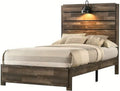 1Pc Rustic Style Butcher Block Finish Weathered Brown Finish Full Size Bed W Lamp Wooden Bedroom Furniture Box Spring Not Required Full Brown Brown Wood Bedroom Contemporary,Transitional Wood