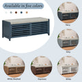 Distressed Shutter Storage Bench With Acacia Veneer For Retro Charm For Living Room, Entryway Navy Navy Mdf