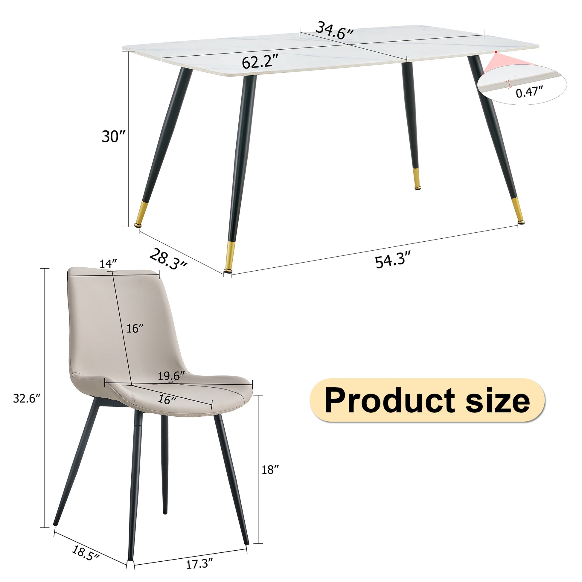 Table And Chair Set, White Imitation Marble Texture Rock Board Table Top, Black Metal Table Legs, Stable And Beautiful. Modern Simple Dining Table, Comfortable Seating. White Gray Seats 4 Metal