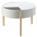 White And Natural Coffee Table With Hidden Storage White Primary Living Space Pine Round Wood