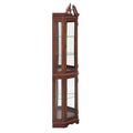 Walnut Corner Curio Cabinet With Lights, Adjustable Tempered Glass Shelves, Mirrored Back, Display Cabinet E26 Light Bulb Not Included Walnut Mdf