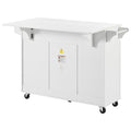 K&K 53.2'' Kitchen Island With Drop Leaf, Kitchen Storage Cart With Spice Rack, Towel Rack And 2 Drawers, Rolling Kitchen Island On Wheels With Adjustable Shelves For Kitchen, Dining Room, White White Brown Kitchen Artsy,Casual,Classic,Minimalist,Modern