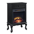 Black 1 Drawer Fireplace With Queen Ann Leg Electric Black Primary Living Space Freestanding Wood Electric