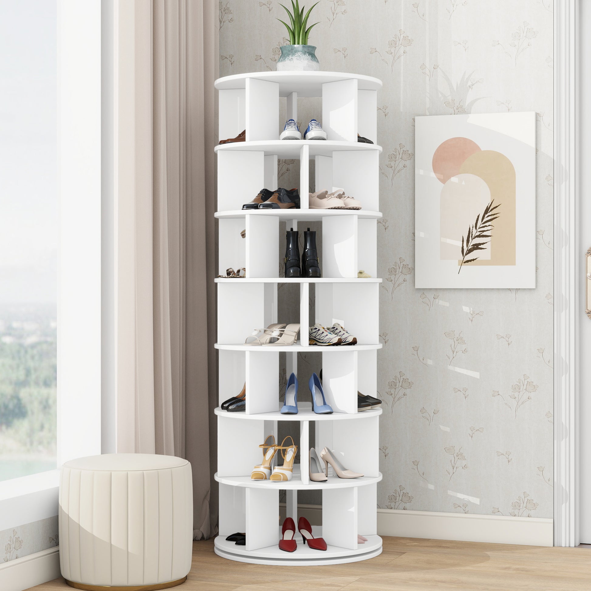 Organizer Spinning Shoe Closet Rotating Shoe Rack Tower, Tier