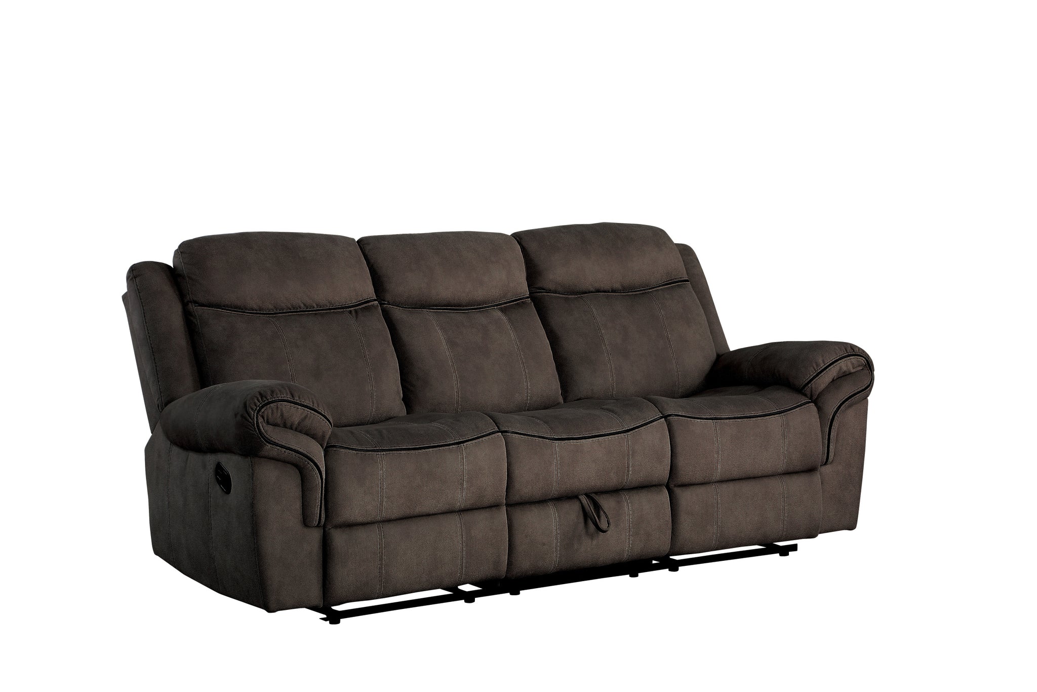 87 Inch 3 Seater Reclining Sofa, Velvet, Espresso Brown Brown Wood Metal