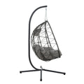 Egg Chair With Stand Indoor Outdoor Swing Chair Patio Wicker Hanging Egg Chair Hanging Basket Chair With Stand For Bedroom Living Room Balcony Gray Steel