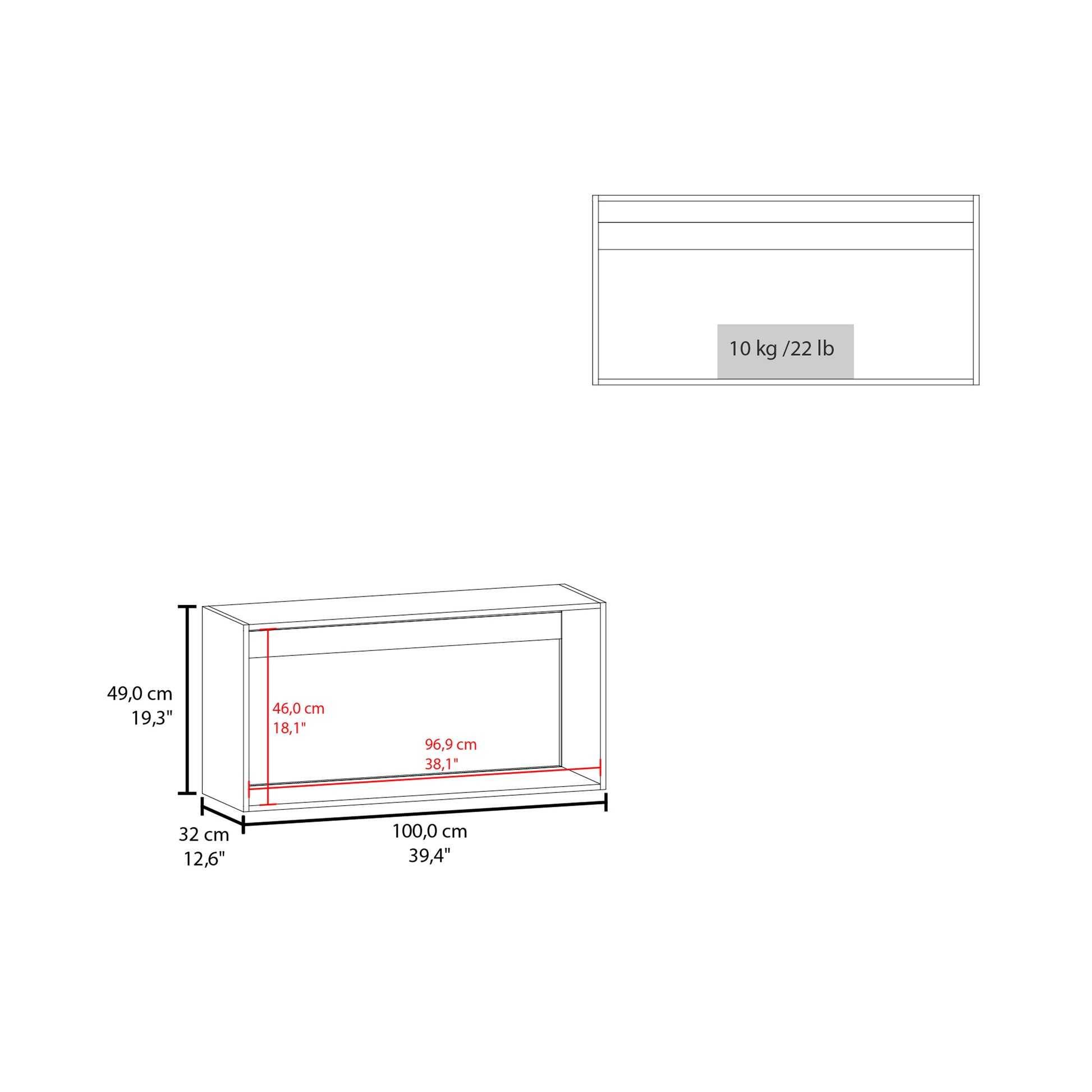 Napoles 39" W Double Door Wall Cabinet White White Primary Living Space Modern Particle Board