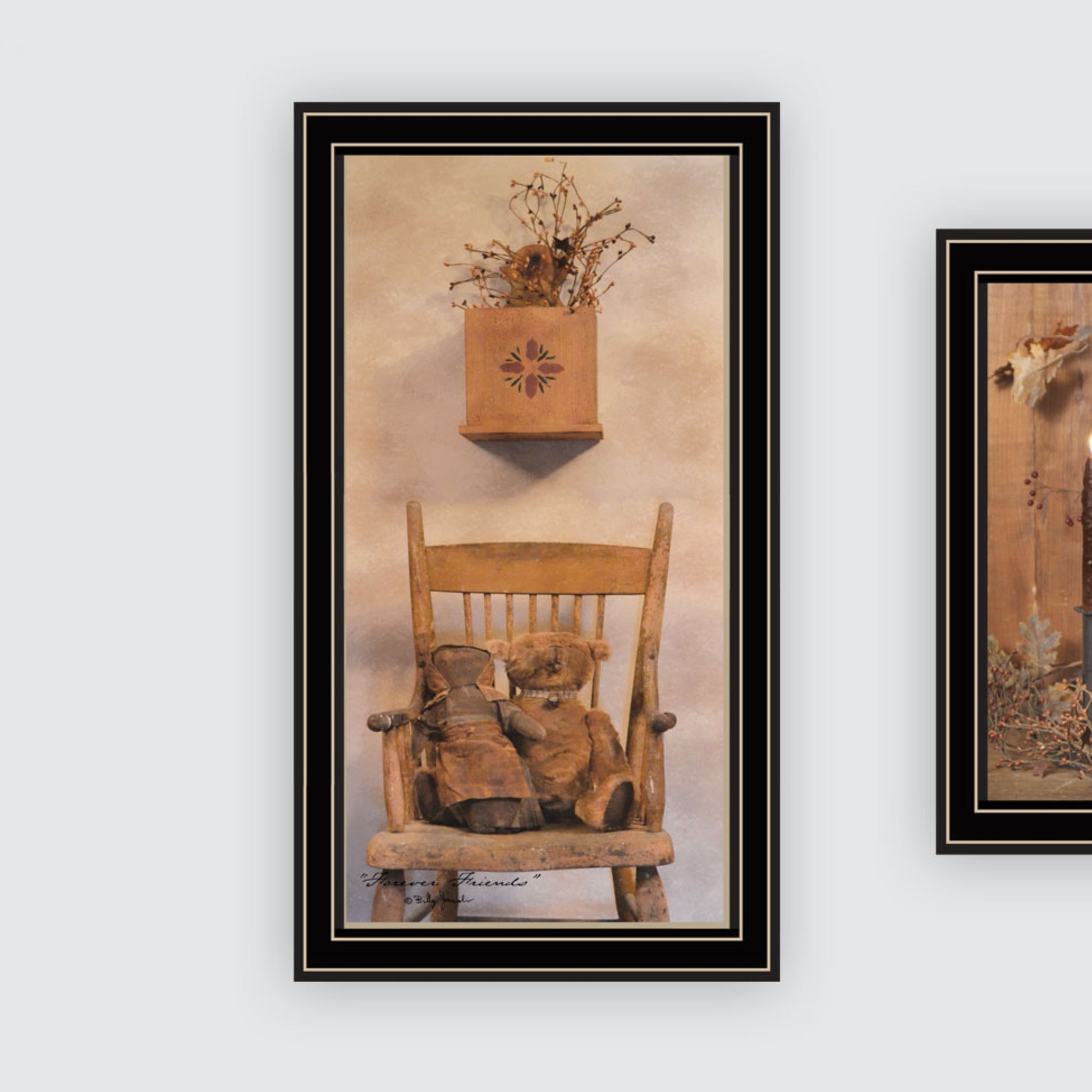 2 Piece Vignette Friends And Pumpkins Black Framed Wall Art For Living Room, Bedroom Wall Art Print For Home Decor By Billy Jacobs Multicolor Wood Paper