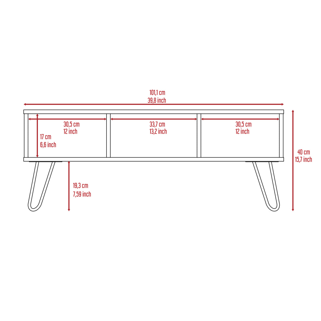 Coffee Table, Four Legs, Two Shelves, Espresso Espresso Particle Board Particle Board