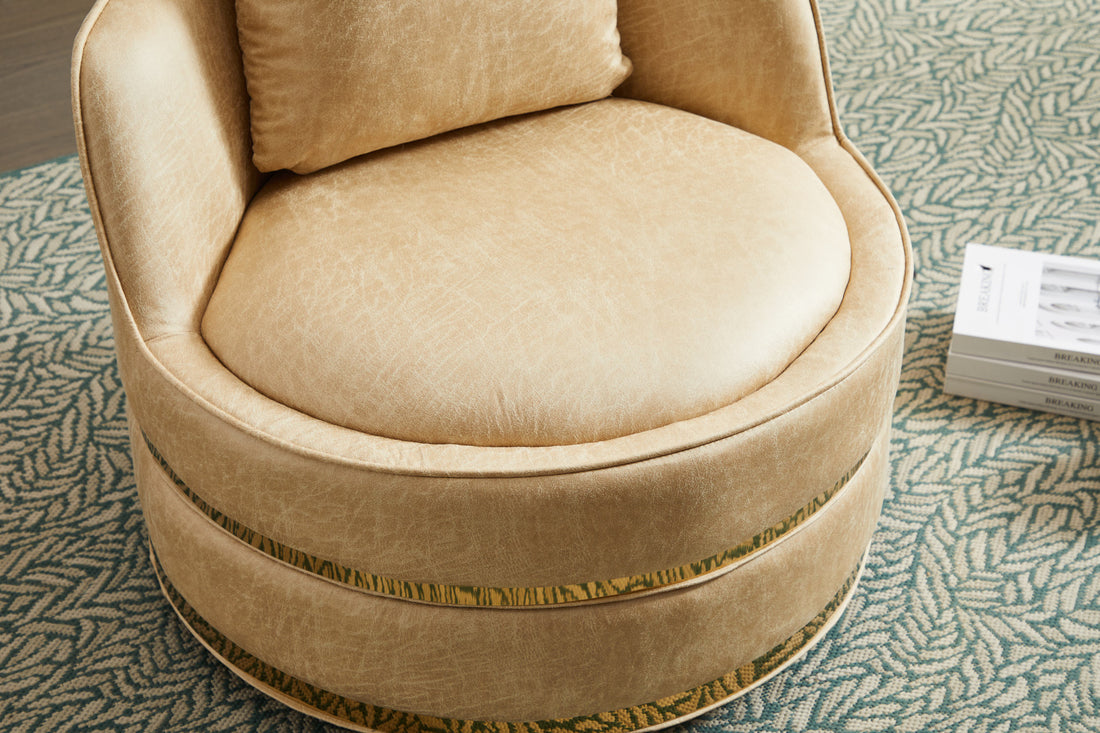 Swivel Chair, 360 Swivel Accent Chair, Barrel Chair For Living Room Bedroom Beige Fabric