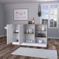 White And Ash 2 Door Kitchen Island With 3 Open Shelves White Kitchen Kitchen Carts Melamine