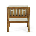 Outdoor Club Chairs With Cushions, 29'' H X 26.5'' W X 29'' D, Acacia Wood Teak Finish Beige Beige Acacia Wood