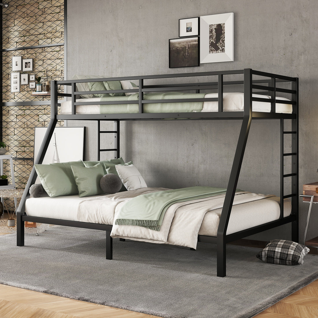 Metal Twin Xl Over Queen Bunk Bed For Teens And Adults,Space Saving Noise Reduced No Box Spring Needed Expect Arrive Date 2024 7 17 Twin Xl Black Metal