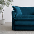 Comfy Deep Single Seat Sofa Upholstered Reading Armchair Living Room Chair Blue Chenille Fabric1 Toss Pillow Blue Chenille 1 Seat