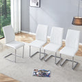 Set Of 4 Dining Chairs, White Dining Chair Set, Pu Material High Backrest Seats And Sturdy Leg Chairs, Suitable For Restaurants, Kitchens, Living Rooms White Pu