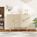 Sideboard Buffet Storage Cabinetaccent Cabinet With Smoothly Sliding Tambour Doorsmodern Kitchen Buffet Cabinet With 3 Drawer And 2 Doors For Living Room Dining Room Natural Mdf