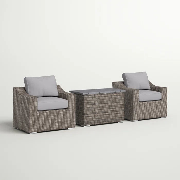 Chic Rattan Wicker Fully Assembled 2 Person Seating Group With Plush Cushions Ideal For Cozy Outdoor Gatherings Grey,Grey Mix Wicker