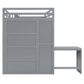 Full Size Loft Bed With Wardrobe,Desk And Shelves,Grey Grey Mdf Lvl