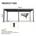 8640E Louver Pergola 10X19Ft Aluminum Frame & Steel Louvers Black Garden & Outdoor High Wind Resistant Gazebos Aluminum