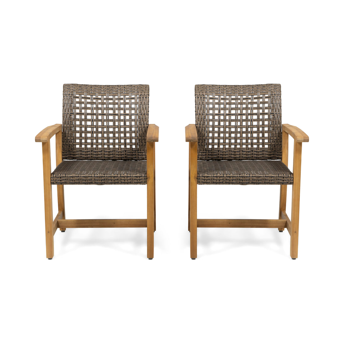 Hampton Wood And Wicker Dining Chair Set Of 2 Brown Wood Glass