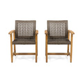 Hampton Wood And Wicker Dining Chair Set Of 2 Brown Wood Glass