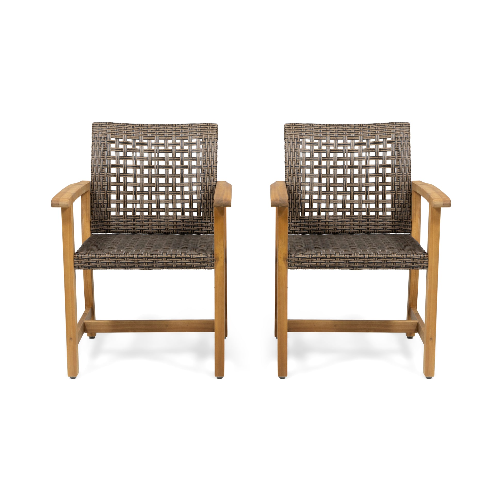 Hampton Wood And Wicker Dining Chair Set Of 2 Brown Wood Glass