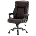 Executive Office Chair 400Lbs Heavy Duty Office Chair, Wide Seat Bonded Leather Office Chair With 30 Degree Back Tilt & Lumbar Support Brown Caster Iron Brown Office Dry Clean Round Handle Office Chairs Solid Back Casters Leather