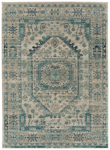 Casual, Modern, Traditional, Transitional, Oriental, Bohemian, Textured Cut Pile 5'3" X 7'3" Rectangle Area Rug Turquoise Polypropylene