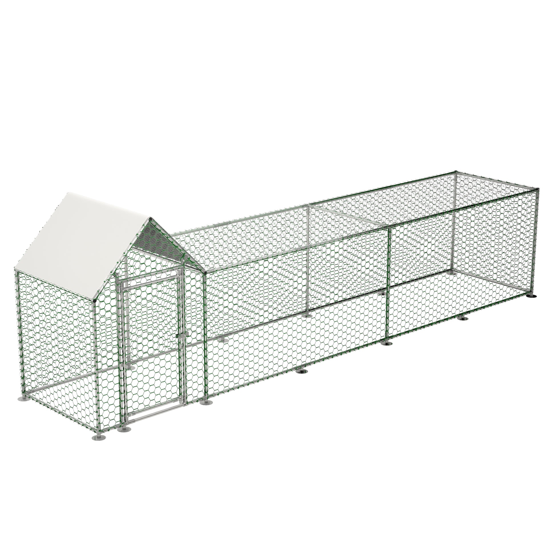 16X3Ft Metal Chicken Coop Run Backyard Hen House Poultry Habitat Cage W Cover Silver Metal