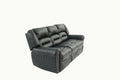 Plush Relax 1Pc Manual Motion Sofa Only Black Color Bonded Leather 3 Seat Couch Armrest Cushion Seating Living Room Furniture Black Faux Leather Metal Primary Living Space Cushion Back Contemporary,Modern Pillow Top Arms Metal 3 Seat