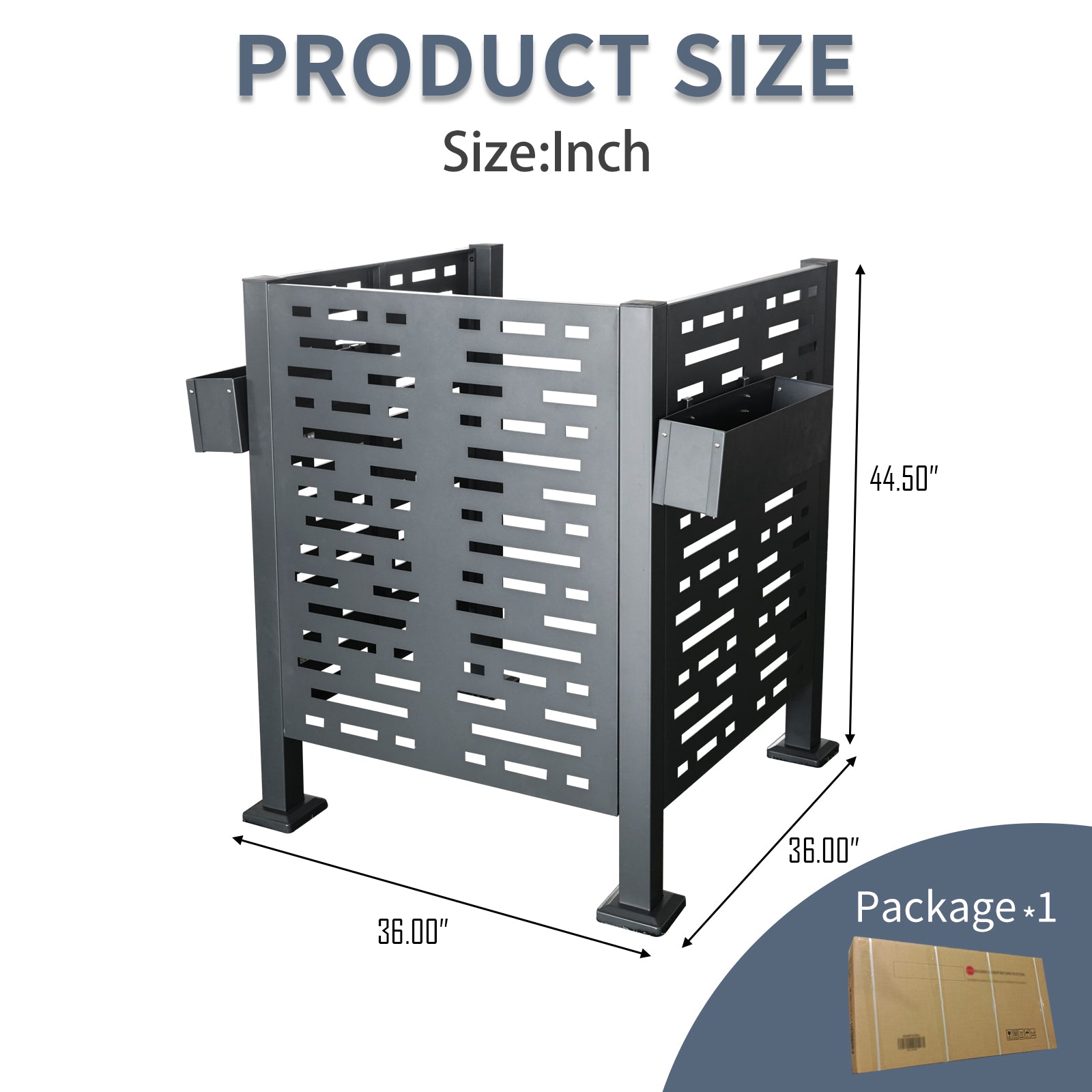 3Ftx3Ft Air Conditioner Fence For Outdoor Units,Metal Privacy Fence Cover, Perfect To Conceal Air Conditioning Units Charcoal Steel