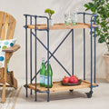 Eden Plummers Pipe Bar Cart Blue Brown Wood Metal