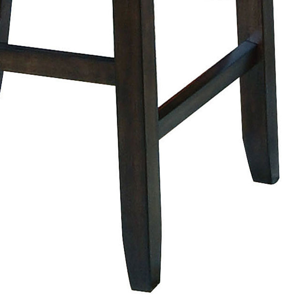 Black And Espresso Counter Height Chairs Set Of 2 Solid Black Brown Primary Living Space Foam Farmhouse Rubberwood Ladder Back Set Of 2 Foam Wood Fabric