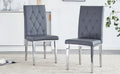 2 Piece Set Of Gray Armless Dining Chairs Brings A Touch Of Elegance And Mystery To The Dining Area With Its Deep Gray Tone,The Grid And Buckle Design Of The Back Add A Vintage Yet Fashionable Touch Gray Set Of 2 Pu