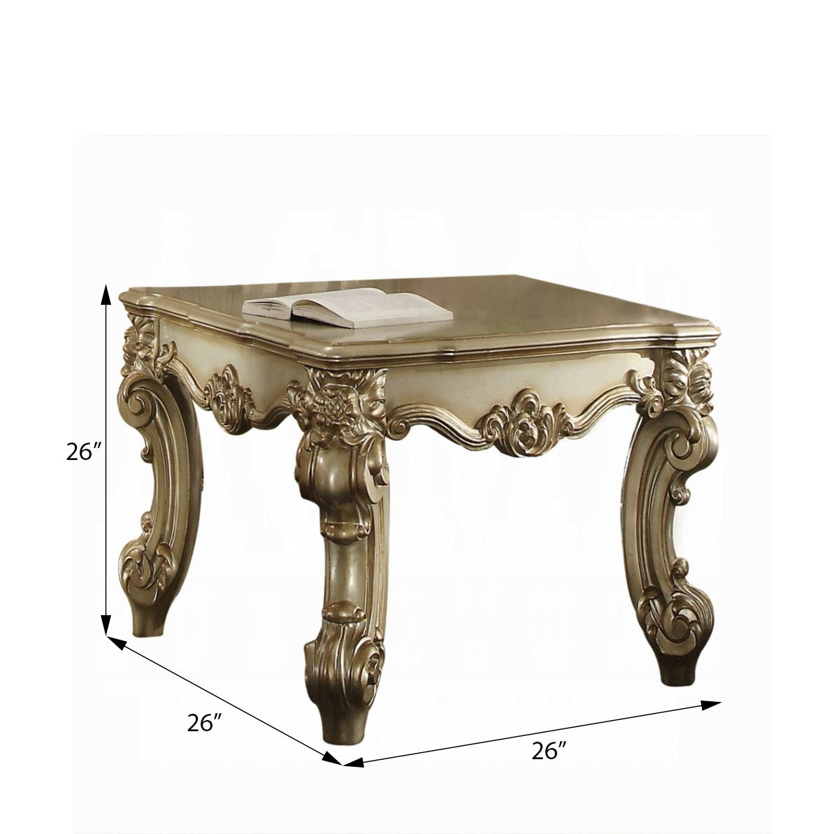 Gold Patina And Bone End Table With Scrolled Leg Gold Primary Living Space Square Solid Wood Mdf