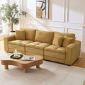 4 Seats Complimentary 2 Pillows ,Oversized Sectional Sofa,L Shaped Corner Couch With Detachable Seat & Back Cushion, Corduroy Upholstery Convertible Sleeper Sofa&Couch For Living Room Yellow Fabric 4 Seat