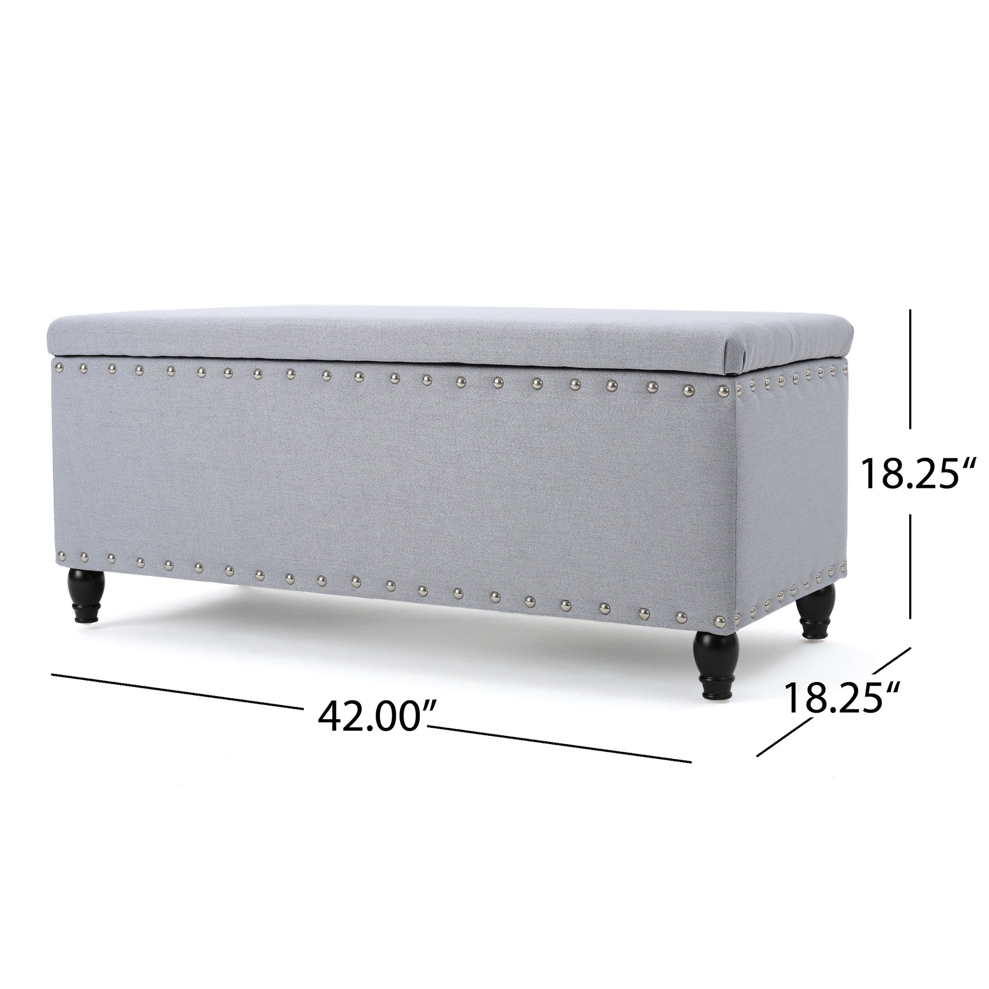 Storage Ottoman Light Grey Fabric