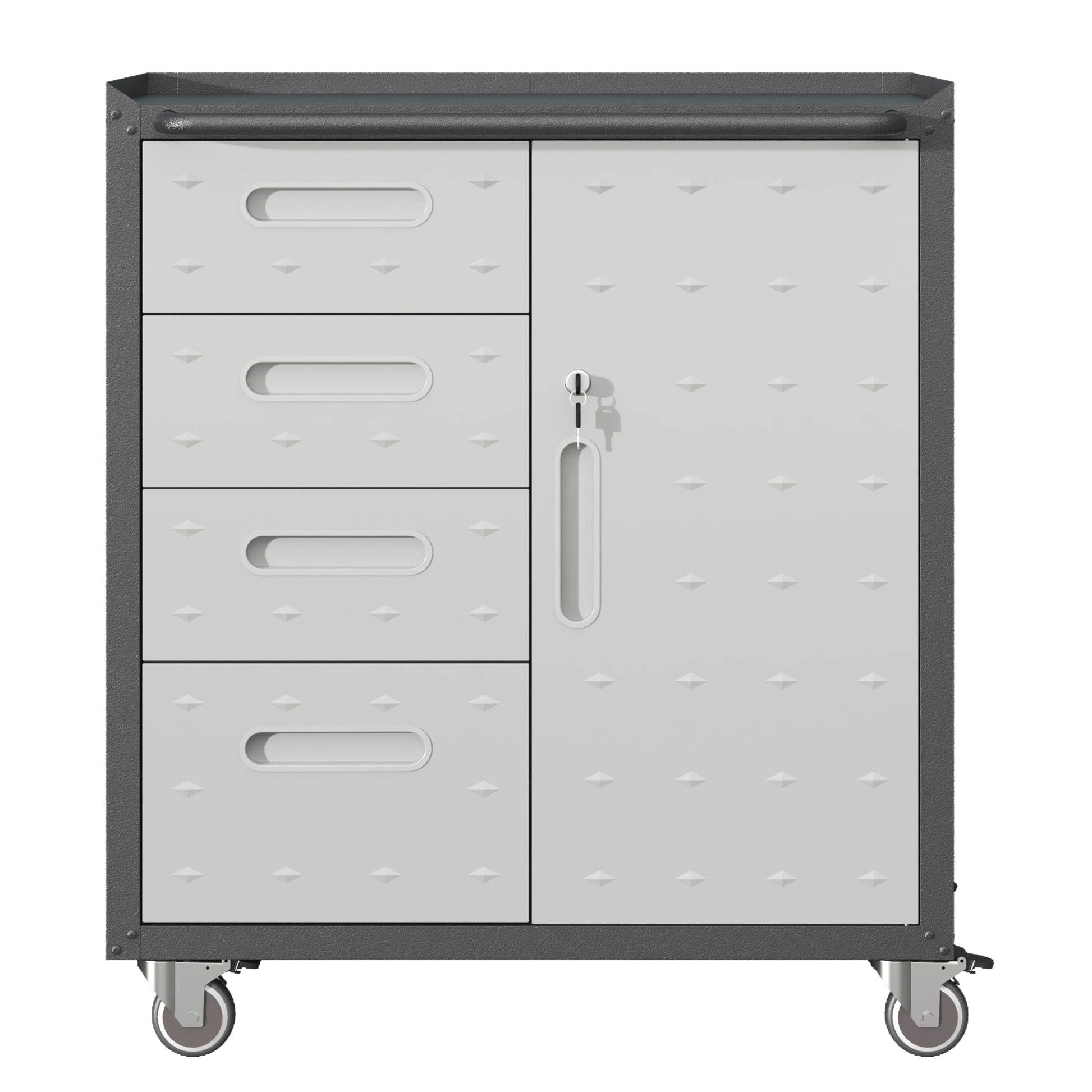 Sturdy Metal Tool Storage Cabinet With Wheels Tool Storage Cabinet For Garage, Office, And Home Organizer Solutions, Black Gray Black Gray Steel