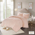 3 Piece Tufted Cotton Chenille Medallion Comforter Set Blush Full Queen Full Blush Cotton