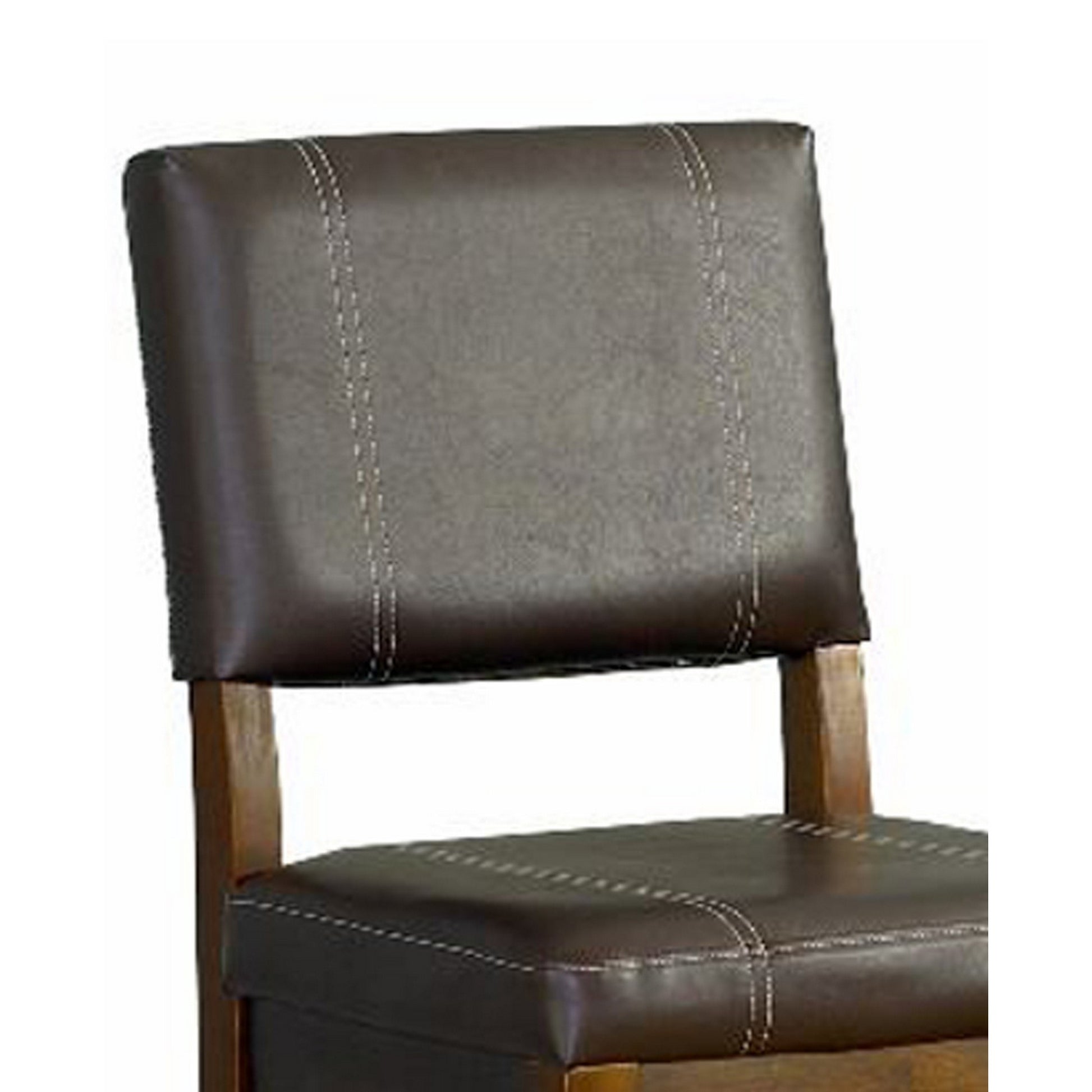 Wooden Bar Stool Withupholstered Seat And Back, Brown Brown Wood