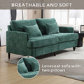 Coolmore Mid Century Modern Chenille Fabric Loveseat Sofa, 2 Seat Upholstered Loveseat Sofa Modern Couch For Living Room,Brown Wood Feet Sofa For Bedroom, Reading Emerald Chenille Emerald Chenille 2 Seat