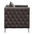 Dark Grey Tufted Pillow Back Accent Chair Dark Gray Primary Living Space Velvet